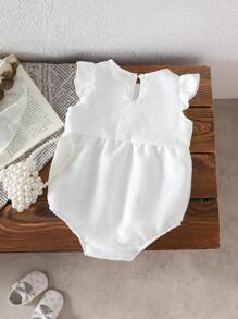 Body sin mangas con puntilla floral para bebé niña - Blanco - Ver 2