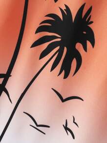 Manfinity Chillmode Men's Palm Tree Print Round Neck Casual Tank Top, Beach Vacation Summer - Multicolor - View 5