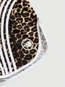 ROMWE MEN Prep 男士豹纹抽绳腰宽松休闲短裤 - 彩色 - 查看 4