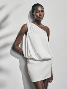 Lumivelle 女士不对称领纯色休闲衬衫，适合夏季