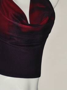 SHEIN ICON Áo ba lỗ hở vai in họa tiết lưới nhuộm loang Y2K Summer Going Out Club Concert màu đen và đỏ phong cách miền Tây Hippie dành cho nữ - Nhiều màu - Xem 7