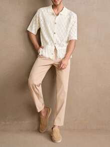 AKNOTIC Business Casual Men's Loose Raglan Knitted Sweater, Casual Collared Pullover - Apricot - View 5