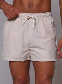 Musero Men Drawstring Everyday Basic Swim Shorts Spring Summer Swimwear - Apricot - View 5