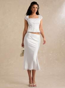 Enchnt تنورة قصيرة بسيطة وأنيقة ذات لون واحد، مناسبة للصيف