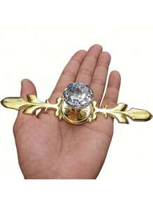 5-Piece Set Of Elegant Gold Rhinestone Crystal Glass Handles With Tray - Polished Finish, Highly Attractive Multifunctional Kitchen, Bathroom And Office Decorative Glass Handles, Crystal Handles For Drawers And Cabinets - Multicolor - View 1