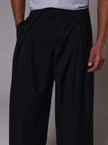 Musero Smart Casual Spring Tailored Wide Leg Trousers - Black - View 5