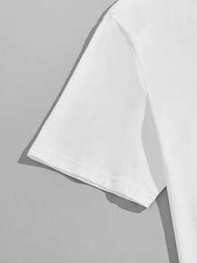 SHEIN Leap Crew 2Pcs Set Teen Boys Casual Short Sleeve T-Shirt And Long Pants Outfit, Street Punk Rock College Style, Suitable For Spring & Summer Seasons, Costume For Tween Boys, White And Green - Dusty Blue - View 10