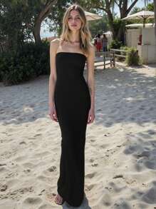 INAWLY 极简主义露背吊带连衣裙，夏季时尚