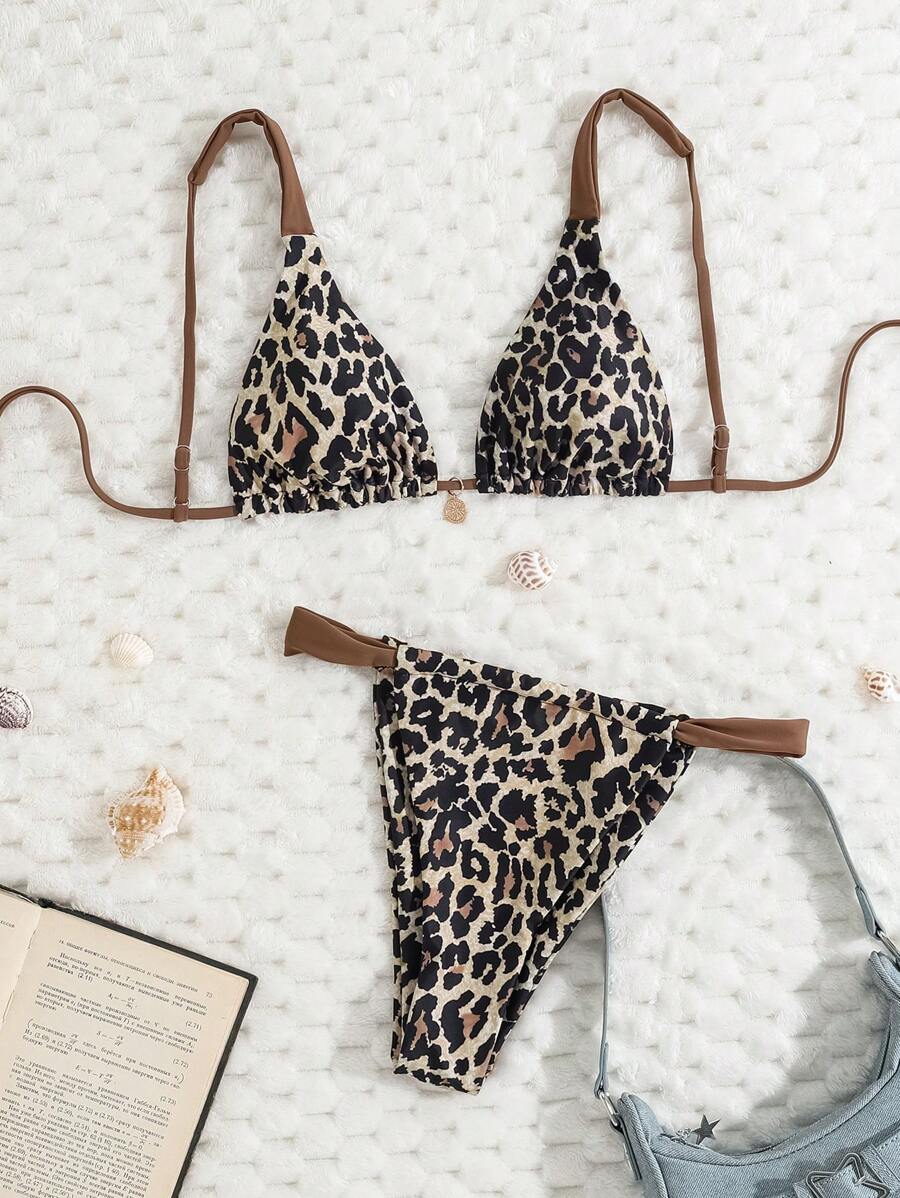 Leopard Print Bikini Set (Random Print), For Vacation & Beach - Multicolor - View 1