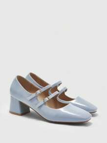 CUCCOO BIZCHIC Women's Minimalist Mary Jane Platform High Heels, Halloween For Christmas Spring Shoes - Blue - View 2