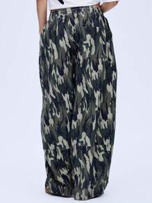 COUREZ Pantalon cargo unisexe pour femmes et hommes, imprimé camouflage, jambes larges et amples, style vintage Y2K, 100% coton - Multicolore - Voir 3