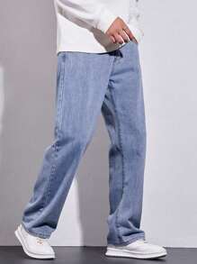 Manfinity LEGND Men's Loose Casual Versatile Pocketed Wide Leg Jeans