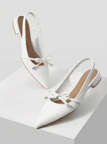 MOTF PREMIUM WHITE POINT TOE SLINGBACK SUMMER FLAT SANDALS - White - View 9