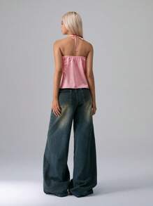 TRNVIE Women's Solid Color Simple Daily Style Pique Spaghetti Strap Camisole - Pink - View 2