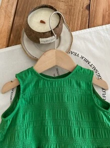 Baby Girls Green Vest And Pants 2 Pieces Outfit, Cute Summer Vacation Set
