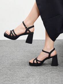 CUCCOO BIZCHIC Women's Square Toe Chunky Heel Pumps, Elegant Casual Simplicity Comfortable Slip-On Heels Suitable For Office, Commuting, Date, Formal Occasions, Available In Black And Apricot PU Leather - Black - View 4