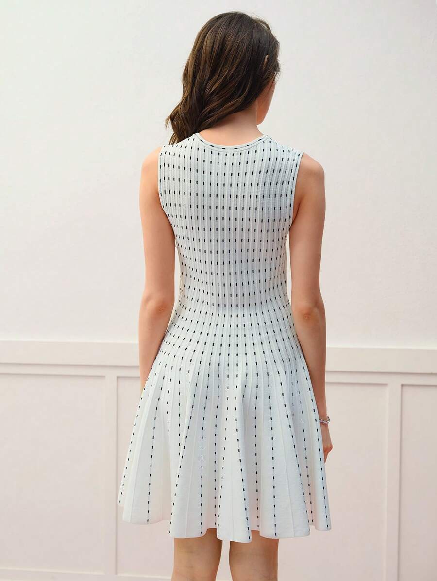 MOTF PREMIUM VISCOSE STRIPED SLEEVELESS SWEATER DRESS - White - View 2