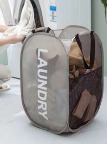 1pc Household Foldable Dirty Clothes Basket, Clothes Storage Basket ,Dirty Clothes Basket Barrel Laundry Basket Bathroom Dirty Clothes Storage Basket New Type Laundry Basket Foldable Popup Net Basket Dirty Clothes Basket With Handlelaundry Hamper,Washing Basketbathroom Organizer,Basket,Storage Basket,Foldable Laundry Basket