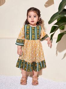 SHEIN Baby Mädchen Süßes Blumentanz-Sommerkleid ohne Ärmel - Verschiedenfarbig - Übersicht 5