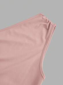 SHEIN EZwear 女式纯色无袖不对称领口褶皱超长鱼尾连衣裙 - 藕粉色 - 查看 3