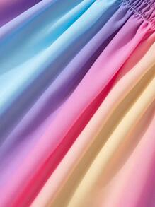 Young Girl' Rainbow Gradient Backless Strap Summer Beach Dress For Holiday' - Multicolor - View 7