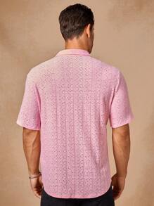 Manfinity VCAY Men's Woven Slim Fit Turndown Collar Casual Shirt, Suitable For Summer