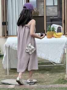 DAZY Váy không tay màu nước cho bé gái tuổi teen, mùa hè - Màu tím - Xem 8