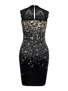 SHEIN Clasi Abito elegante da donna con stampa floreale in pizzo