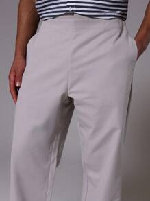 SHEIN X ELOISA & ORSON Musero Pantalones rectos con cintura plegable y doble pretina para hombres