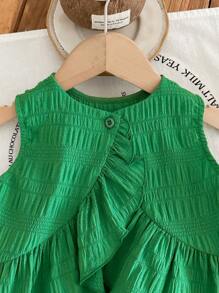 Baby Girls Green Vest And Pants 2 Pieces Outfit, Cute Summer Vacation Set