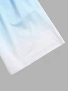 ResortEase Men Plus Size Casual Holiday Coconut Tree Gradient Print Short Sleeve T-Shirt & Shorts Set, Beach Wear