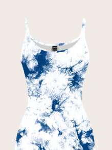 SHEIN EZwear Women Casual Tie-Dye Pattern Minimalistic Full Length Slip Dress, Slim Fit Summer Dress Woman Dress Women Dresses Vacation  Summer Dresses For Women Women Midi Dresses