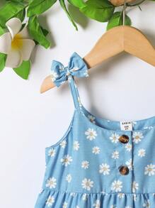 SHEIN Young Girl' Casual Simple Colorblock Striped Suspender Cake Dress, Summer - Multicolor - View 3