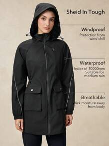 OutZeal WaterProof WindProof Reflective Detail Outdoor Jacket Trench Coat 3L Functional Fabric For Hiking