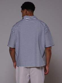 Musero Striped Button Through Oversized Woven Shirt Spring Summer - Blue and White - View 3