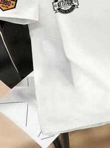 Manfinity Joysei 男士简约字母与兔子图案短袖圆领 T 恤