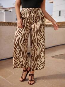 Maija 大码休闲新款动物印花腰系带宽松裤，适合春夏休闲舒适百搭女士春夏节海边、夏季、商务休闲女士、外出、音乐会、单身女郎、度假、波西米亚风、西部风