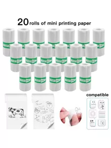 5/10/20 卷白色自粘贴纸纸适用于便携式高清照片打印机，适用于打印学习笔记、工作、照片、图片和备忘录，迷你打印纸，57 毫米