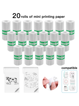 SHEIN 5/10/20 Rollen Wit Zelfklevend Stickerpapier Voor Draagbare High-Definition Fotoprinter, Geschikt Voor Het Afdrukken Van Studienotities, Werk, Foto's, Afbeeldingen En Memo's, Mini Printerpapier, 57mm
