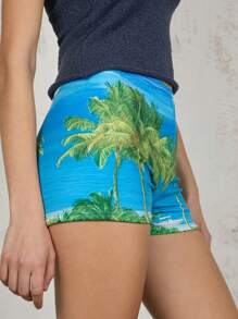 COUREZ Summer Beach Graphic Print Micro Short Vacation Outfits Beachwear Y2K Vintage
