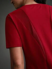 POWERISTA Powerista Women's Solid Color Round Neck Short Sleeve Casual Exercise Fitness T-Shirt