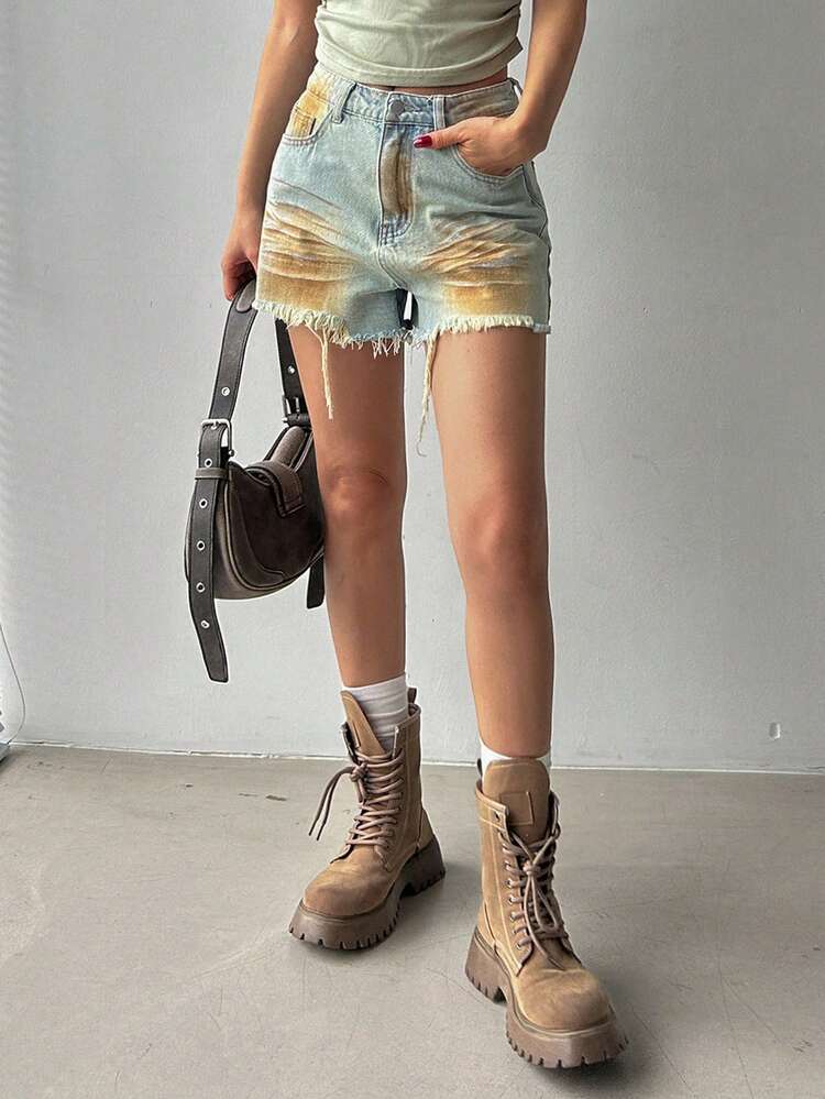 Women's Stylish Ripped Pocket Loose Denim Shorts Jorts