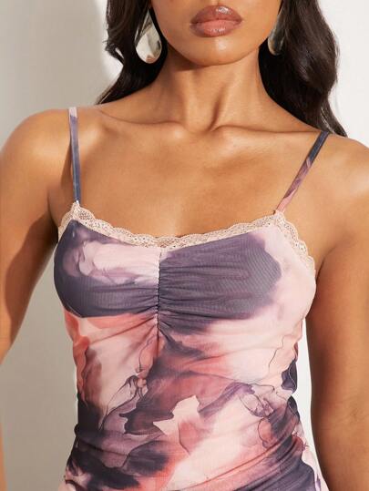 SHEIN Unity Camiseta de verano de tirantes finos asimétrica para salir de noche, elegante para festivales de música, vacaciones, primavera, brunch, playa - para mujeres