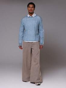 Musero Textured Lightweight Sheer Knit Sweater Spring Summer - Baby Blue - View 5