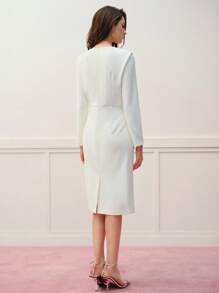 MOTF PREMIUM Vestido con estampado floral y bajo con dobladillo dividido - Albaricoque - View 4