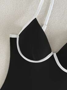 Swim Chiccia Brown Monokini New Solid Soft Cup Underwire High Cut Leg Splice Color Block Swimsuit For Summer Beach Vacation