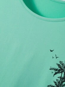 Manfinity RSRT Men's Coconut Tree Printed Sleeveless Tank Top And Shorts Set, Hawaiian Suit Men Summer Sets Men Short Sets Men Two Pieces Set Men Vacation Clothes Beach Vacation Outfits Men Men Beach Outfits, Cozy Outfits - Multicolor - View 5