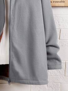 Tween 男童休闲运动针织复合保暖内衬保暖连帽开衫夹克，中等重量