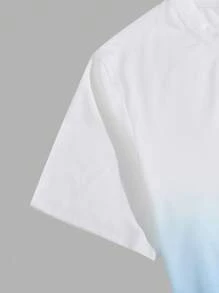 ResortEase Men Plus Size Casual Holiday Coconut Tree Gradient Print Short Sleeve T-Shirt & Shorts Set, Beach Wear