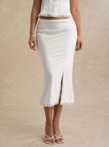 Enchnt تنورة قصيرة بسيطة وأنيقة ذات لون واحد، مناسبة للصيف